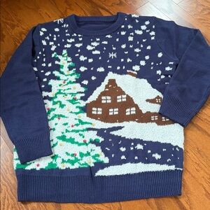 Beaded Winter Village Christmas Sweater